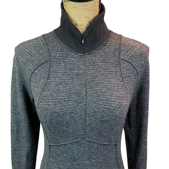 Lululemon Athletica Grey Striped High-Neck Long Sleeve Pullover Jacket Womens 6 - Picture 4 of 11